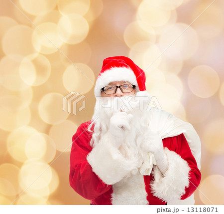 man in costume of santa claus with bag 13118071