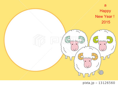 羊の年賀状のフォトフレームのイラスト素材 13126560 Pixta