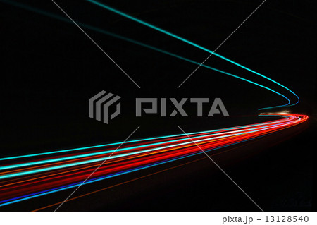 Car light trails in the tunnel. 13128540