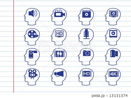 Thinking Heads and Video Movie Multimedia Icons Thinking Heads and Video Movie Multimedia Icons 13131374