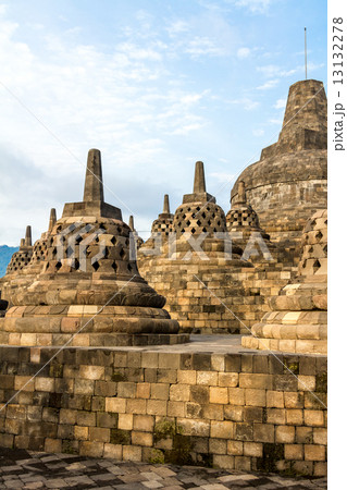 Borobudur temple stupas, Yogyakarta, Java island, Indonesia Borobudur temple stupas, Yogyakarta, Java island, Indonesia 13132278