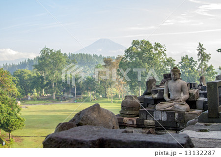 View on Merapi volcano from Borobudur temple 13132287