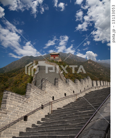 View of one of the most scenic sections of the Great Wall of China, north of Beijing 13133053