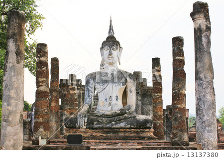 Ancient buddha statue. Sukhothai historical park, the old town o Ancient buddha statue. Sukhothai historical park, the old town o 13137380