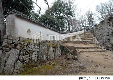 備中松山城 三の平櫓東土塀の写真素材