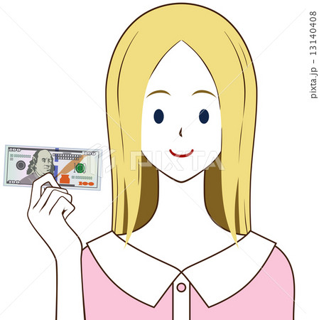 100ドルを持つ女性 13140408