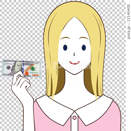 100ドルを持つ女性 13140408