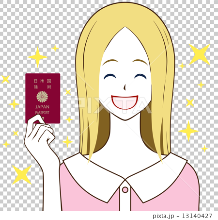 パスポートを持つ女性 10年用 笑顔のイラスト素材