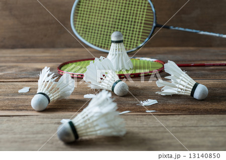 Set of badminton. Paddle and the shuttlecock 13140850