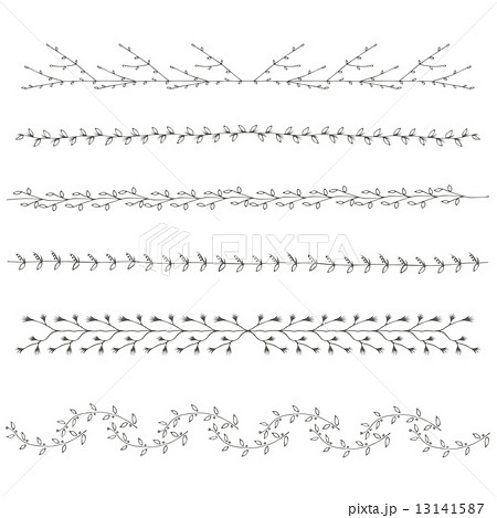 Hand-drawn borders branches graphic design elements set 13141587