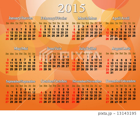 calendar for 2015 year in English and French 13143195