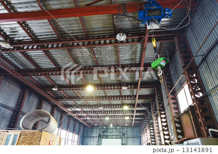 hoist with overhead crane and scales in warehouse hoist with overhead crane and scales in warehouse 13143891
