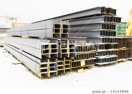 steel girders in outdoor warehouse steel girders in outdoor warehouse 13143946