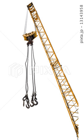 crane boom with lifting hooks isolated on white 13143958