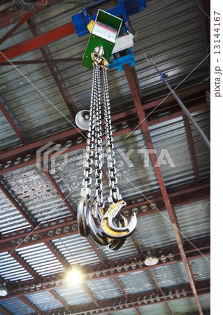 hooks of weigher overhead crane in warehouse 13144167