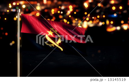 Angola National Flag City Light Night Bokeh Background 3D 13145519