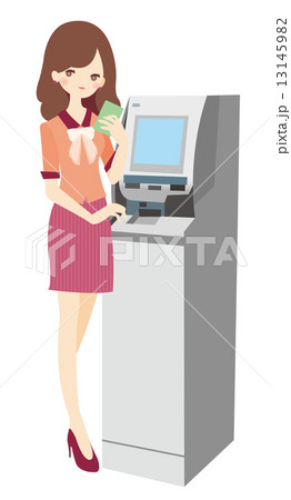 ATM 操作する女性 イラスト ATM 操作する女性 イラスト 13145982