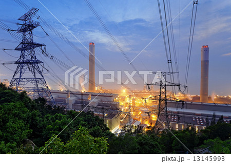 coal power station and night blue sky 13145993