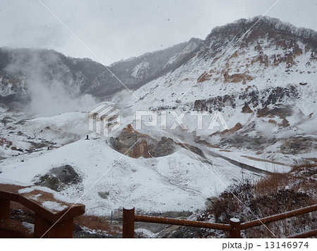 遊歩道から見た荒涼とした地獄谷の風景。 遊歩道から見た荒涼とした地獄谷の風景。 13146974