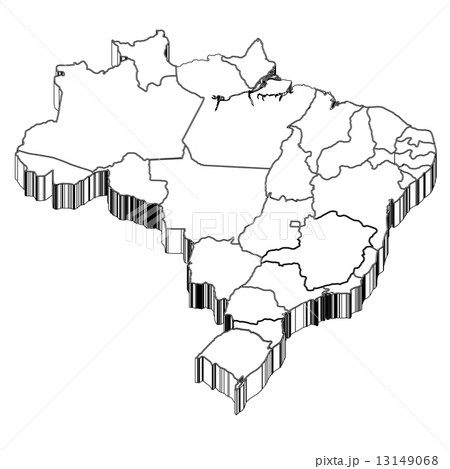 ブラジル 地図 シルエットのイラスト素材