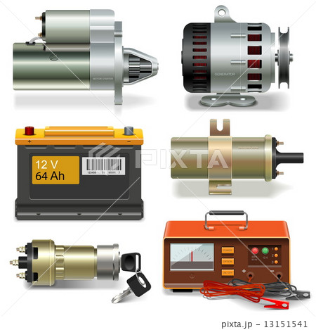 Vector Electric Car Parts Icons 13151541