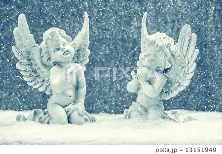 little guardian angels in snow. christmas decoration little guardian angels in snow. christmas decoration 13151949