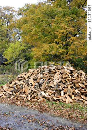 Many chipped fire wood 13154697