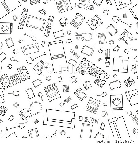 mess of outline icons house appliance seamless pattern 13156577