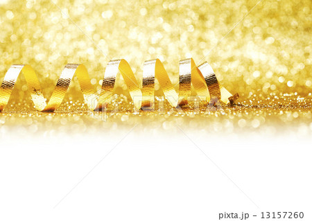 Curly golden gift ribbon 13157260