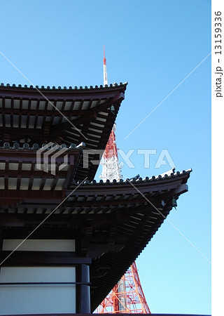 増上寺の大殿・東京タワー(東京都港区芝) 増上寺の大殿・東京タワー(東京都港区芝) 13159336