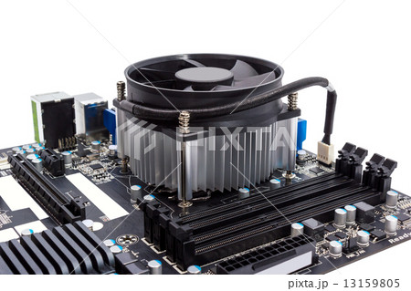 Electronic collection - Computer motherboard with CPU cooler 13159805