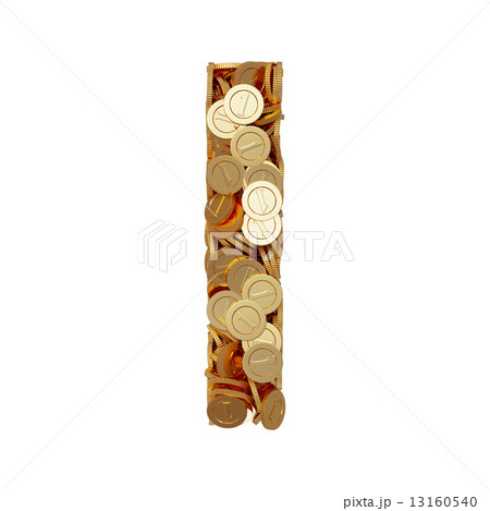 Alphabet letter I with golden coins isolated on white background 13160540