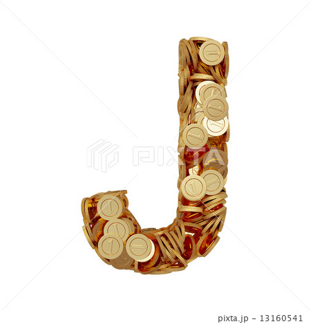 Alphabet letter J with golden coins isolated on white background 13160541