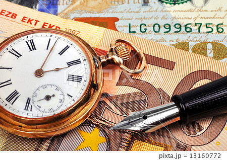 gold watch and euro bills gold watch and euro bills 13160772