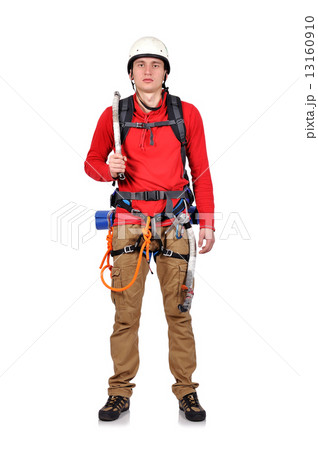 climber with ice axe 13160910