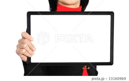 woman holding touch pad woman holding touch pad 13160969