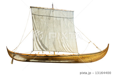 Wooden boat with sails unfurled Wooden boat with sails unfurled 13164400