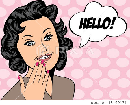 cute retro woman in comics style with message 13169171