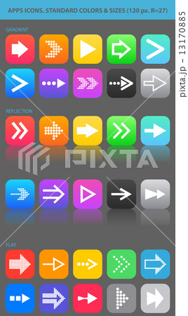 Apps navigation icons set with arrows for UI. 13170885