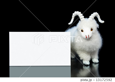 Goat or sheep with blank greeting card Goat or sheep with blank greeting card 13172592