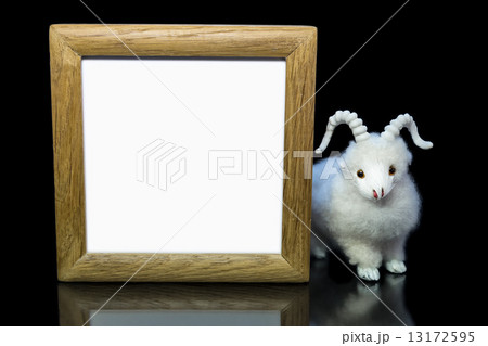 Goat or sheep with blank wood frame 13172595