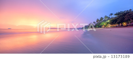 beautiful beach with colorful sky, Thailand 13173189