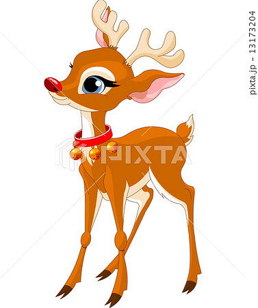 Cute Christmas Reindeer Rudolfのイラスト素材