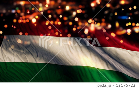Hungary National Flag Light Night Bokeh Abstract Background 13175722