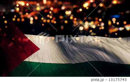 Palestine National Flag Light Night Bokeh Abstract Background 13175743