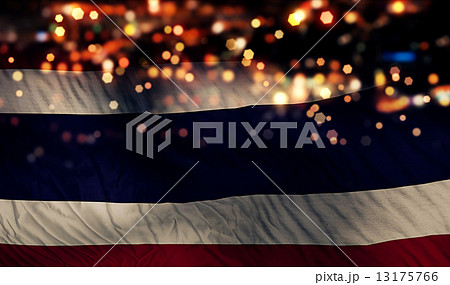 Thailand National Flag Light Night Bokeh Abstract Background 13175766