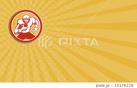 Business card American Football Running Ball Circle Retro 13176226