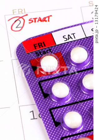 Contraceptive Pills with Day Labeled. 13179424