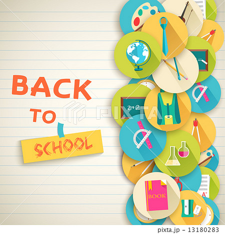 back to school abstract background of flat icons orange concept. back to school abstract background of flat icons orange concept. 13180283