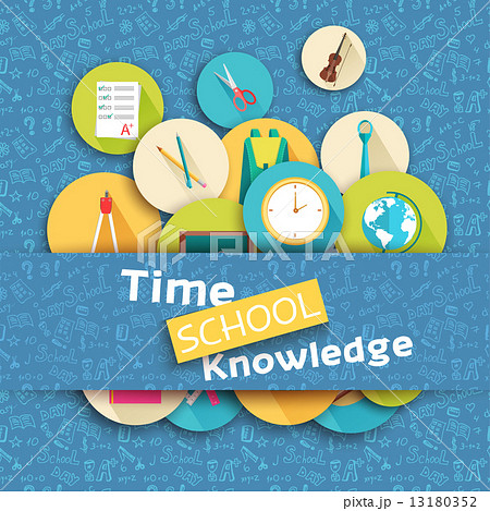 back to school abstract background of flat icons orange concept. 13180352